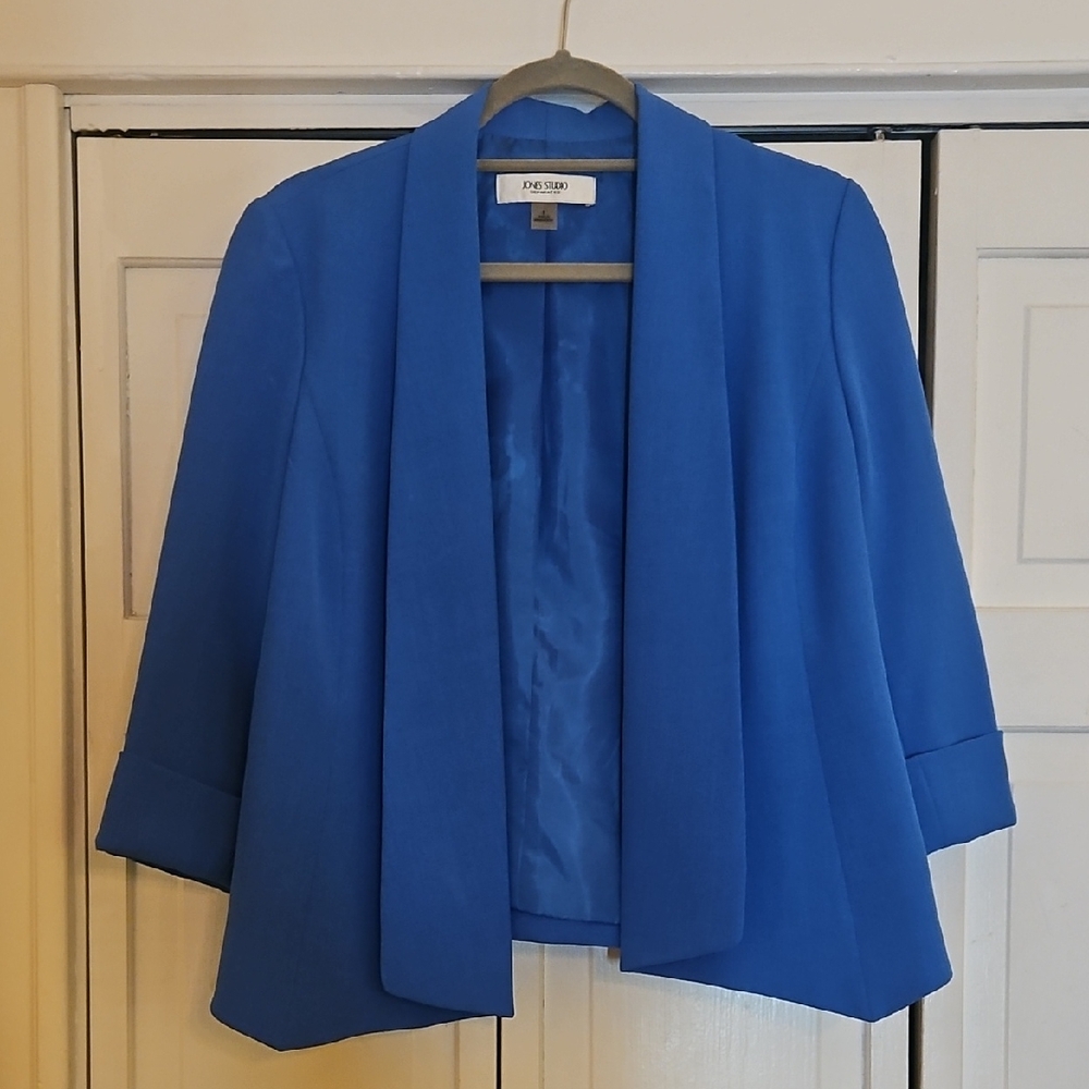 Jones Studio Size 8 Vibrant Blue Open Front Blazer